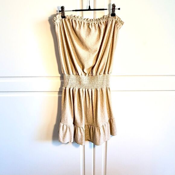 NWT Ramy Brook women's Knit Marina Strapless Sparkle Dress in neutral color. Siz - Picture 7 of 14